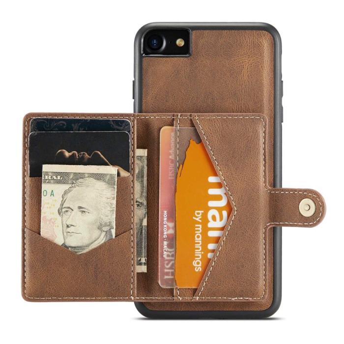JEEHOOD - JEEHOOD iPhone 7/8/SE (2020/2022) Skal med Plånbok - Brun