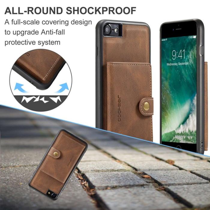 JEEHOOD - JEEHOOD iPhone 7/8/SE (2020/2022) Skal med Plånbok - Brun