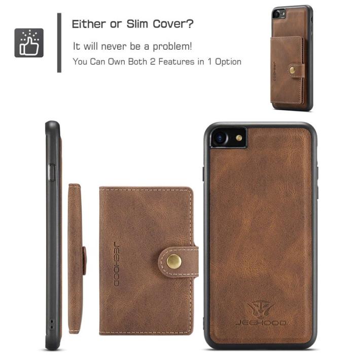 JEEHOOD - JEEHOOD iPhone 7/8/SE (2020/2022) Skal med Plånbok - Brun