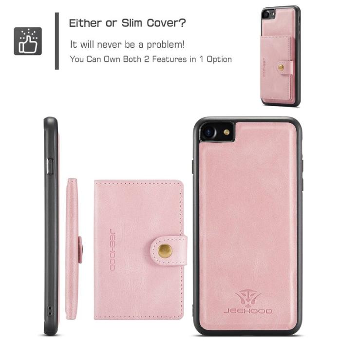 JEEHOOD - JEEHOOD iPhone 7/8/SE (2020/2022) Skal med Plånbok - Roséguld