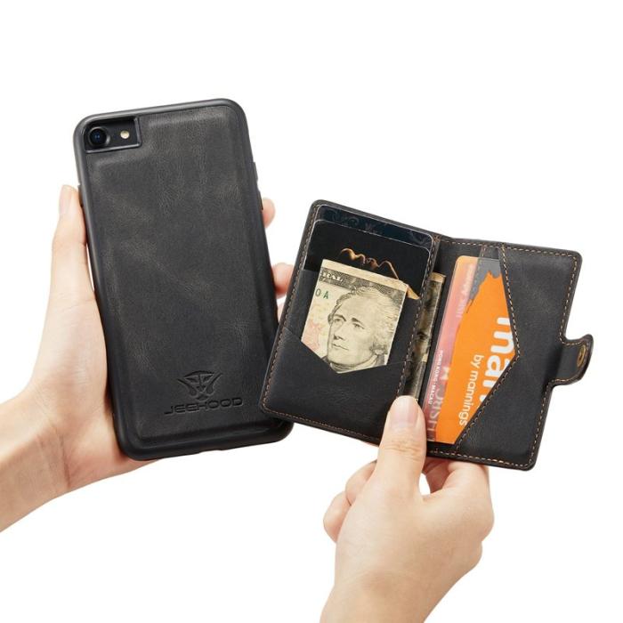 JEEHOOD - JEEHOOD iPhone 7/8/SE (2020/2022) Skal med Plånbok - Svart