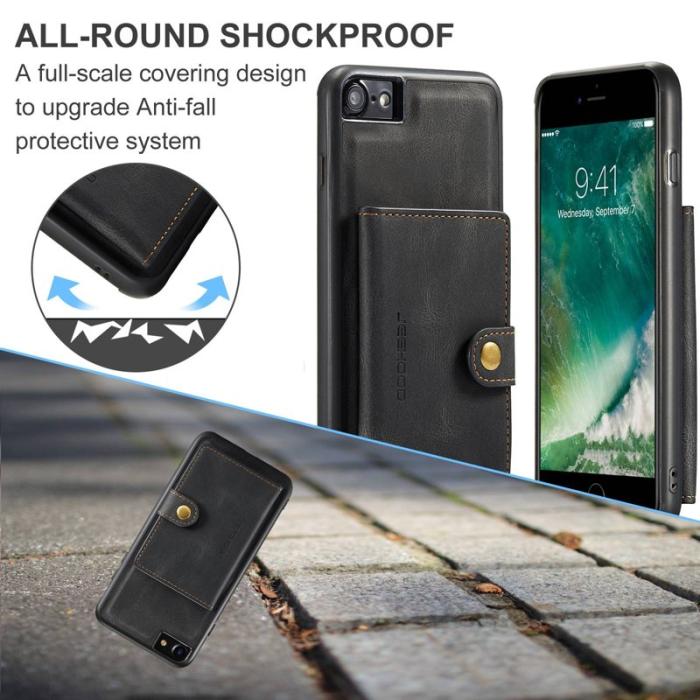 JEEHOOD - JEEHOOD iPhone 7/8/SE (2020/2022) Skal med Plånbok - Svart