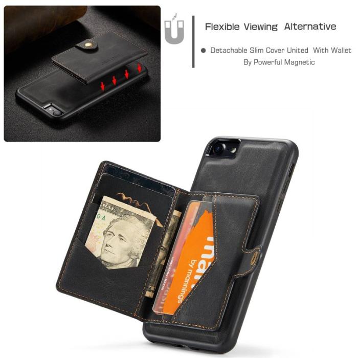 JEEHOOD - JEEHOOD iPhone 7/8/SE (2020/2022) Skal med Plånbok - Svart