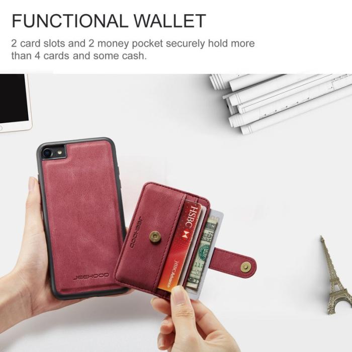 JEEHOOD - JEEHOOD iPhone 7/8/SE (2020/2022) Skal Röd med RFID-skydd