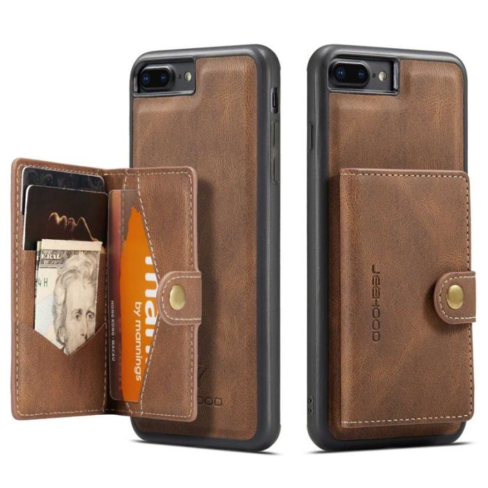 JEEHOOD - JEEHOOD iPhone 7 Plus/8 Plus Fodral Läder TPU Magnetisk Brun
