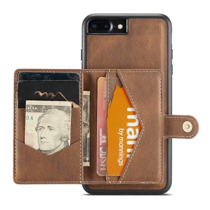 JEEHOOD - JEEHOOD iPhone 7 Plus/8 Plus Fodral Läder TPU Magnetisk Brun