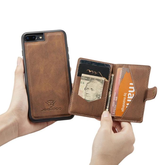 JEEHOOD - JEEHOOD iPhone 7 Plus/8 Plus Fodral Läder TPU Magnetisk Brun