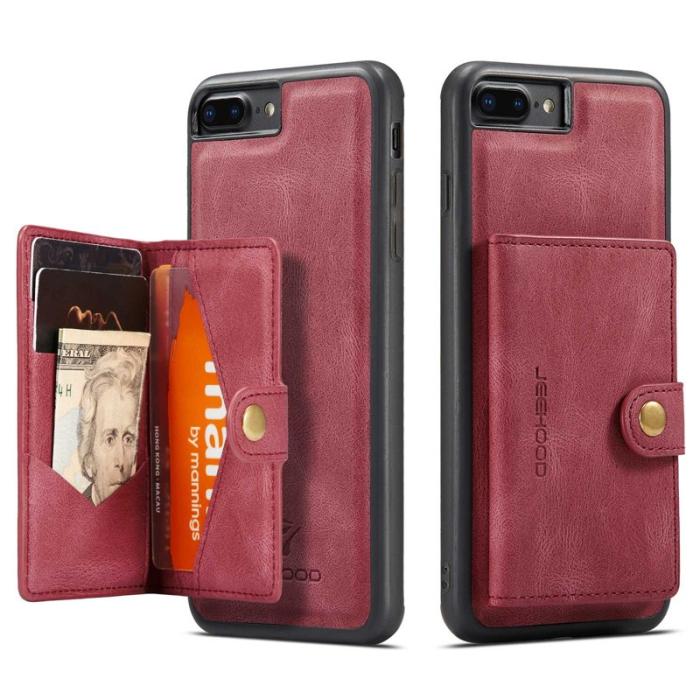 JEEHOOD - JEEHOOD iPhone 7 Plus/8 Plus Fodral Läder TPU Röd
