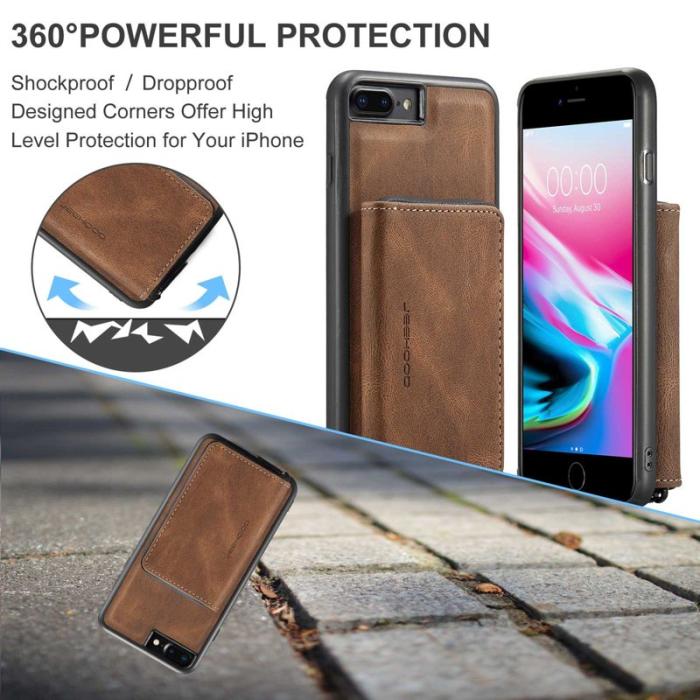 JEEHOOD - JEEHOOD iPhone 7 Plus/8 Plus Skal 2-i-1 Chockresistent Brun
