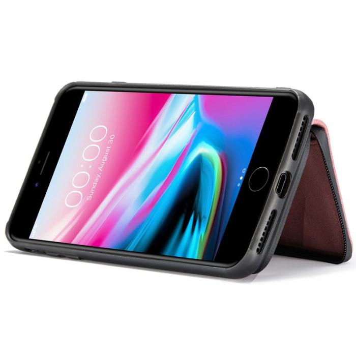 JEEHOOD - JEEHOOD iPhone 7 Plus/8 Plus Skal 2-i-1 Stöttålig Läder Rosa