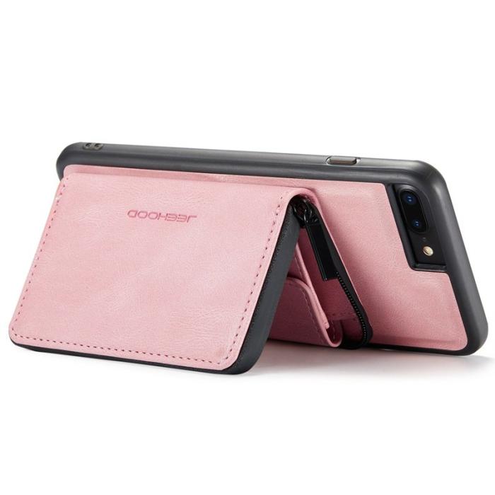 JEEHOOD - JEEHOOD iPhone 7 Plus/8 Plus Skal 2-i-1 Stöttålig Läder Rosa