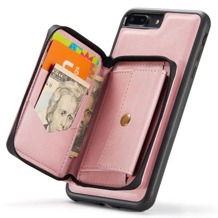 JEEHOOD - JEEHOOD iPhone 7 Plus/8 Plus Skal 2-i-1 Stöttålig Läder Rosa
