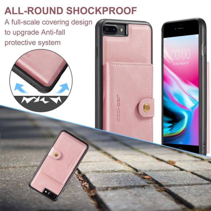 JEEHOOD - JEEHOOD iPhone 7 Plus/8 Plus Skal Läder TPU Fodral Roséguld