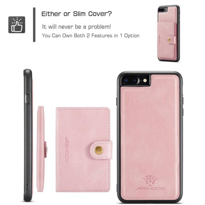 JEEHOOD - JEEHOOD iPhone 7 Plus/8 Plus Skal Läder TPU Fodral Roséguld
