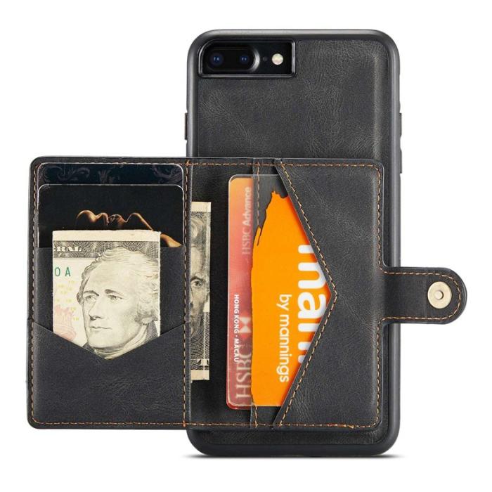 JEEHOOD - JEEHOOD iPhone 7 Plus/8 Plus Skal Läder TPU Fodral Svart