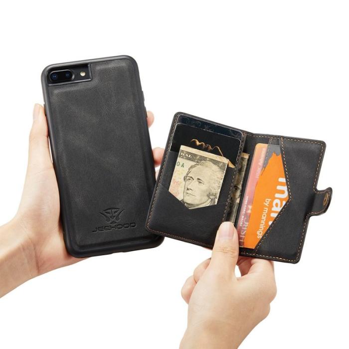 JEEHOOD - JEEHOOD iPhone 7 Plus/8 Plus Skal Läder TPU Fodral Svart