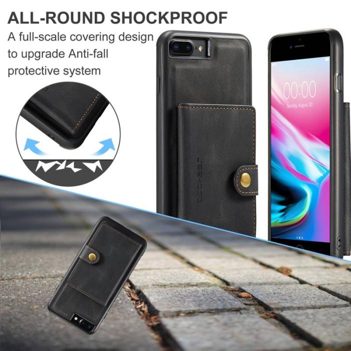 JEEHOOD - JEEHOOD iPhone 7 Plus/8 Plus Skal Läder TPU Fodral Svart