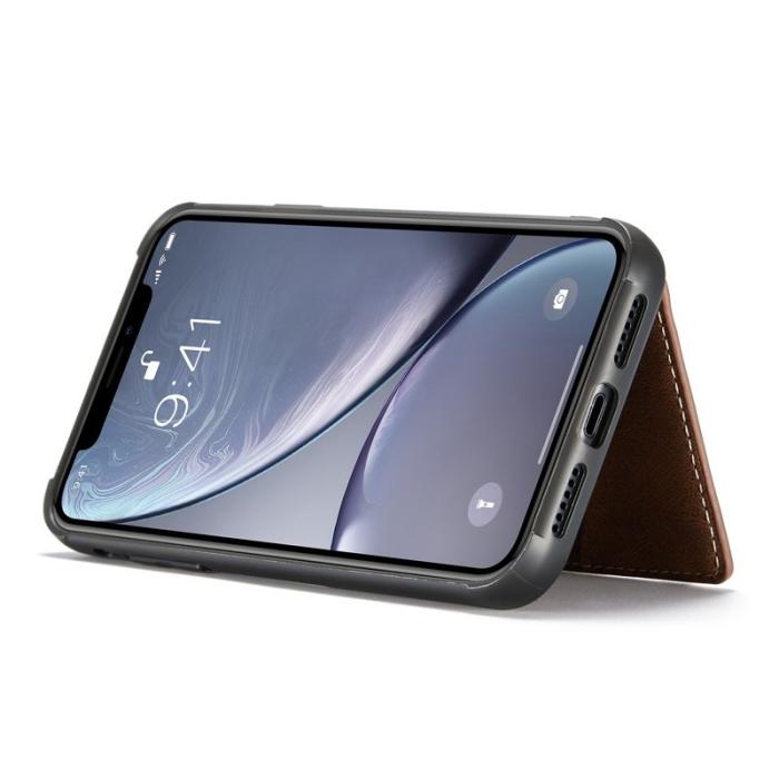 JEEHOOD - JEEHOOD iPhone XR Fodral med Ställ och Magnetisk Läder - Brun