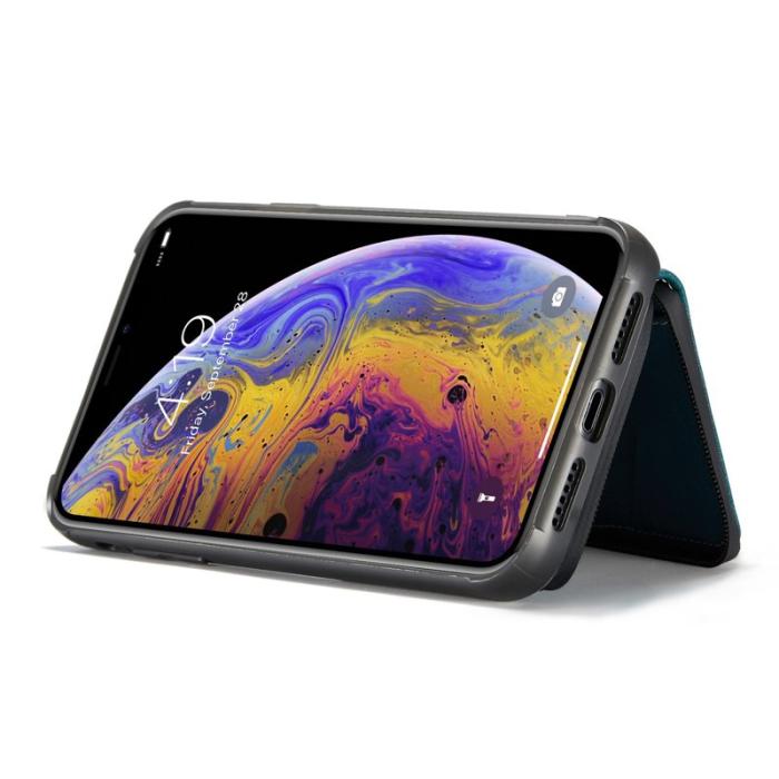 JEEHOOD - JEEHOOD iPhone XS Max Skal Detachable Zipper Wallet Blå