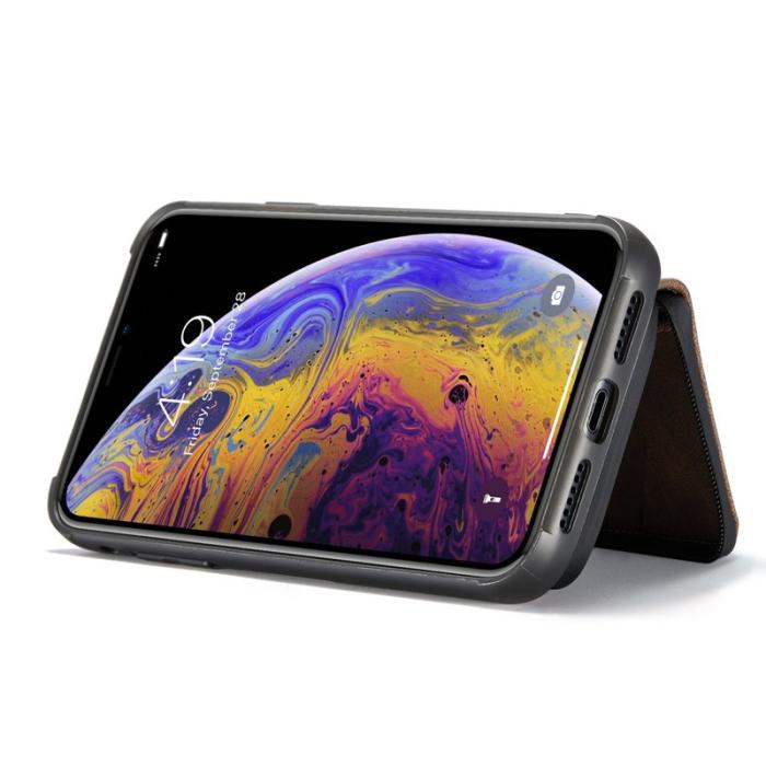 JEEHOOD - JEEHOOD iPhone XS Max Skal Detachable Zipper Wallet Brun