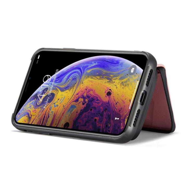 JEEHOOD - JEEHOOD iPhone XS Max Skal Detachable Zipper Wallet Pink