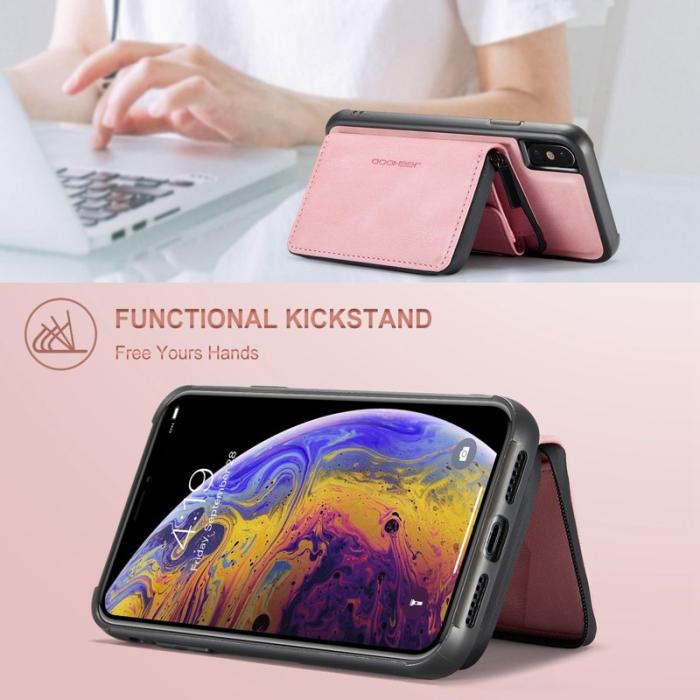 JEEHOOD - JEEHOOD iPhone XS Max Skal Detachable Zipper Wallet Pink