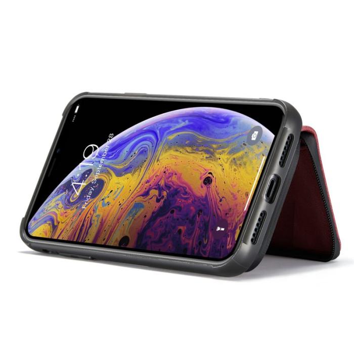 JEEHOOD - JEEHOOD iPhone XS Max Skal Röd med Avtagbar Plånbok