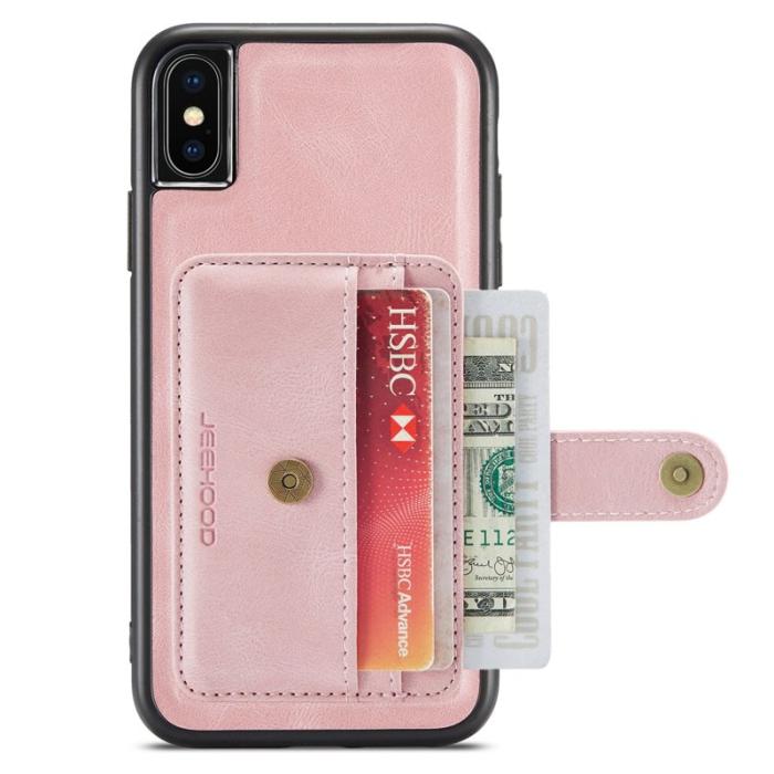 JEEHOOD - JEEHOOD iPhone XS Max Skal Shockproof Wallet Pink