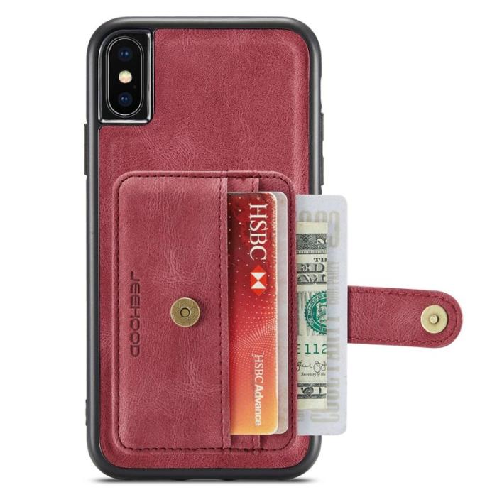 JEEHOOD - JEEHOOD iPhone XS Max Skal Shockproof Wallet Röd