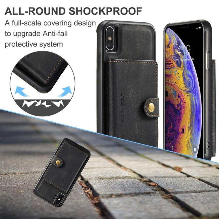 JEEHOOD - JEEHOOD iPhone XS/X Detachable Wallet Skal - Svart