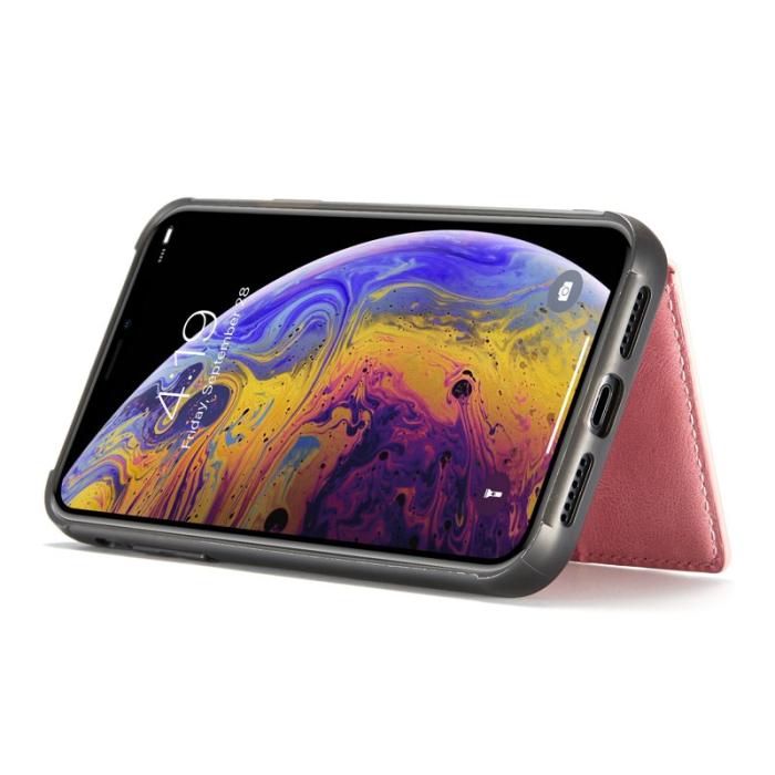 JEEHOOD - JEEHOOD iPhone XS/X Fodral i läder TPU med ställ - Roséguld