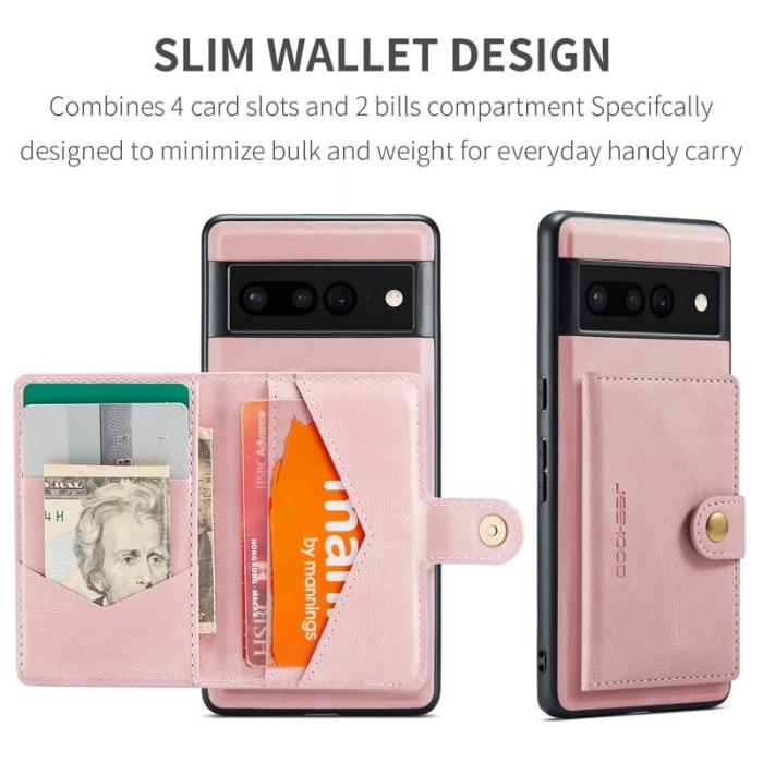 JEEHOOD - JEEHOOD J01 Fodral för Google Pixel 7 5G Retro Läder Rosa