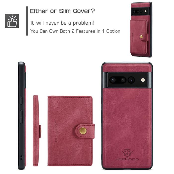 JEEHOOD - JEEHOOD J01 Fodral för Google Pixel 7 Pro 5G Retro Läder Röd