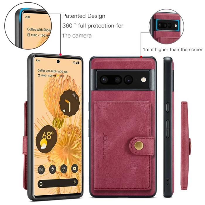 JEEHOOD - JEEHOOD J01 Fodral för Google Pixel 7 Pro 5G Retro Läder Röd