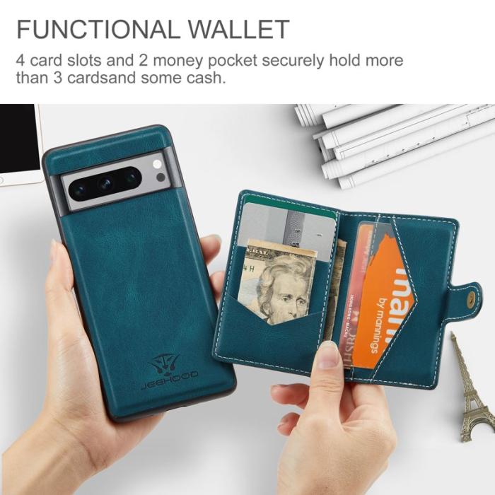 JEEHOOD - JEEHOOD J01 Fodral för Google Pixel 8 Pro PU Läder Blå