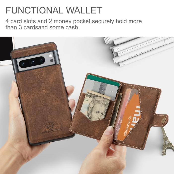 JEEHOOD - JEEHOOD J01 Fodral för Google Pixel 8 Pro PU Läder Brun