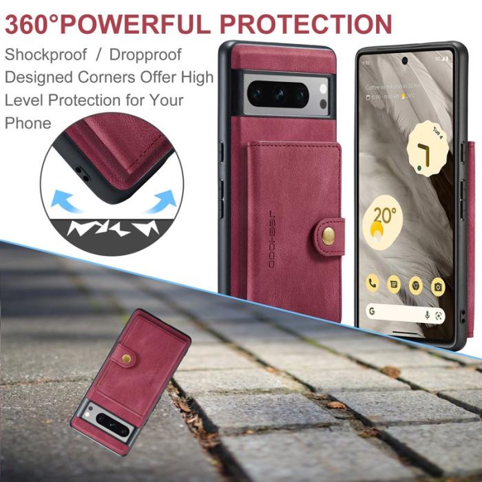 JEEHOOD - JEEHOOD J01 Fodral för Google Pixel 8 Pro PU Läder Röd