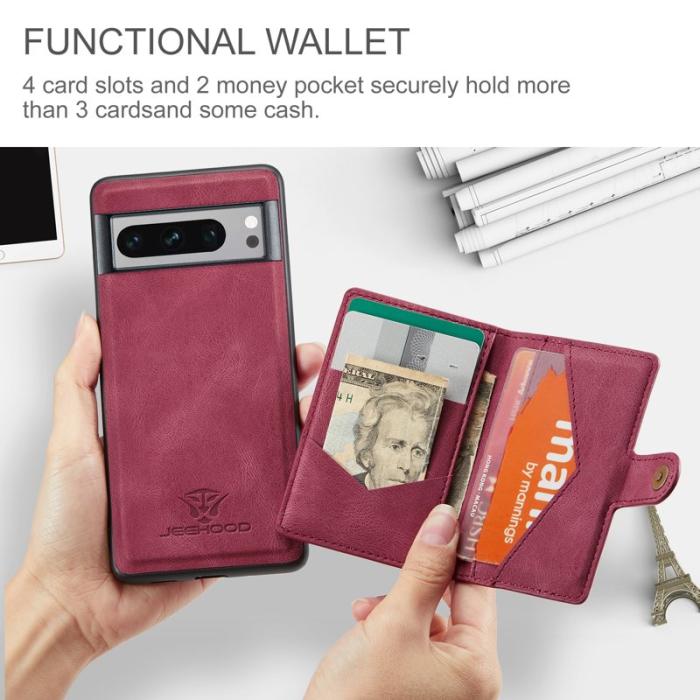 JEEHOOD - JEEHOOD J01 Fodral för Google Pixel 8 Pro PU Läder Röd