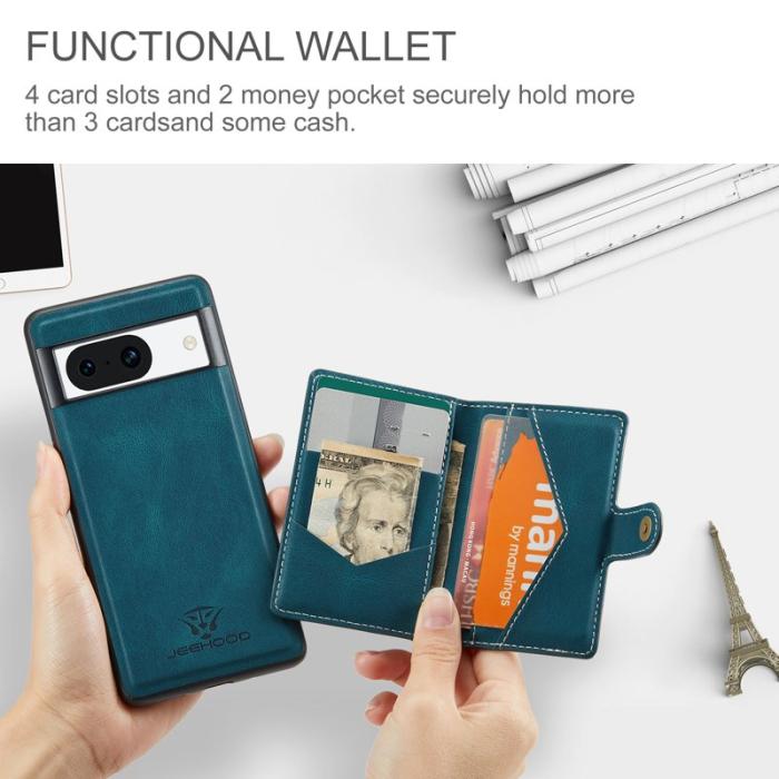 JEEHOOD - JEEHOOD J01 Fodral för Google Pixel 8a Läder TPU Blå