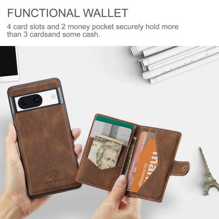 JEEHOOD - JEEHOOD J01 Fodral för Google Pixel 8a Läder TPU Retro Brun