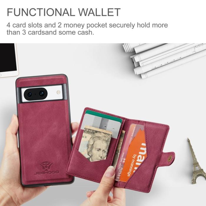 JEEHOOD - JEEHOOD J01 Fodral för Google Pixel 8a Läder TPU Röd