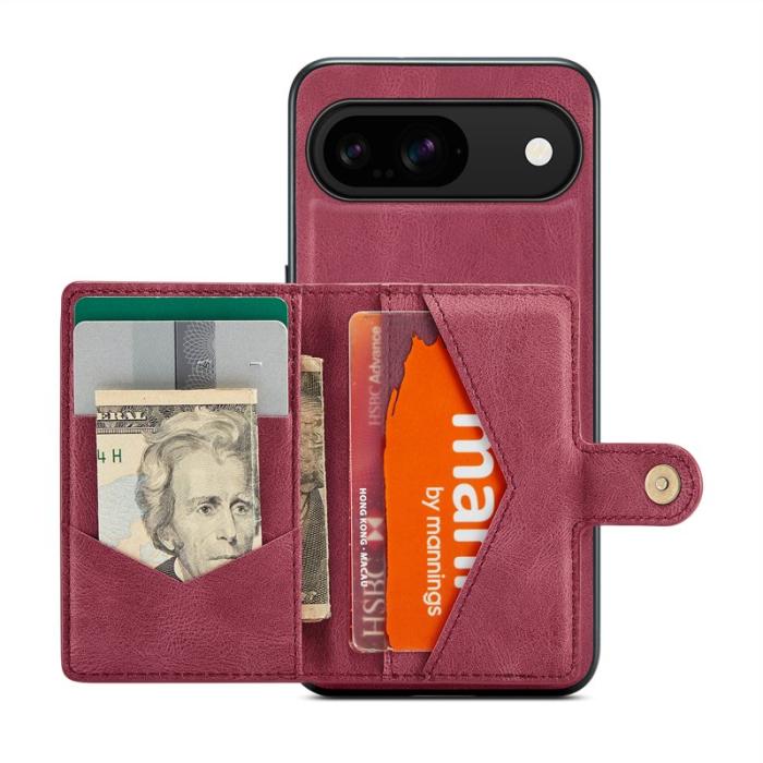 JEEHOOD - JEEHOOD J01 Fodral för Google Pixel 9 Pro Retro Läder Röd