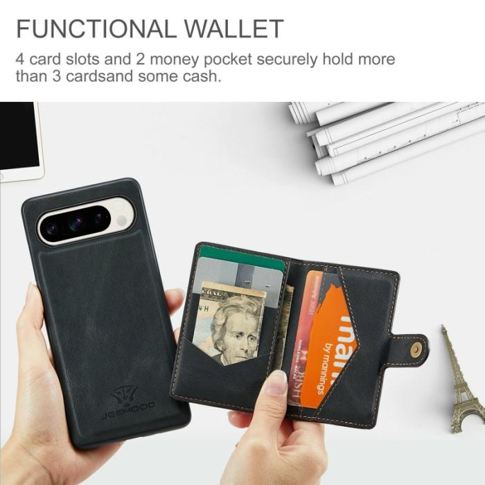 JEEHOOD - JEEHOOD J01 Fodral för Google Pixel 9 Pro XL Retro Läder Svart