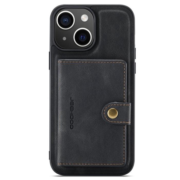 JEEHOOD - JEEHOOD J01 Fodral för iPhone 15 Kortväska Ställ i Läder - Svart