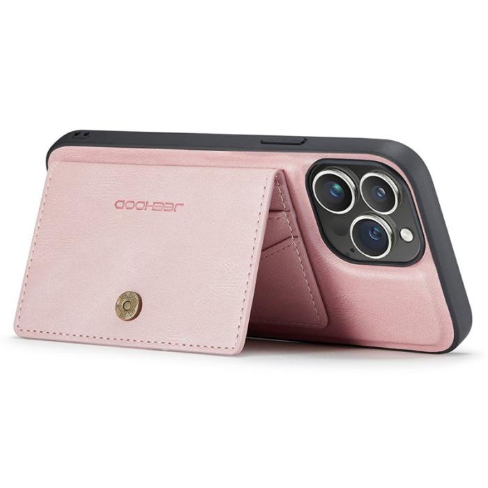 JEEHOOD - JEEHOOD J01 Fodral för iPhone 15 Pro Max Läder TPU Rosa