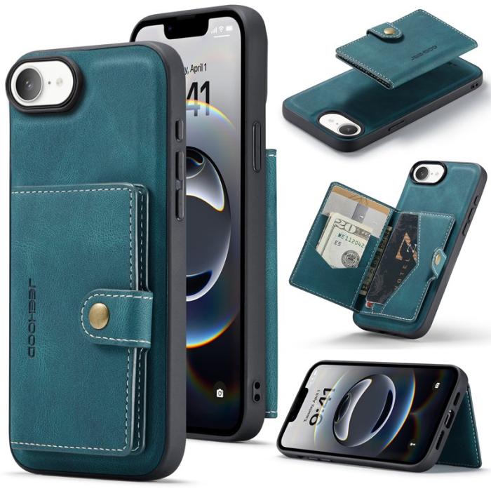 JEEHOOD - JEEHOOD J01 Fodral för iPhone 16e Retro Läder Blå