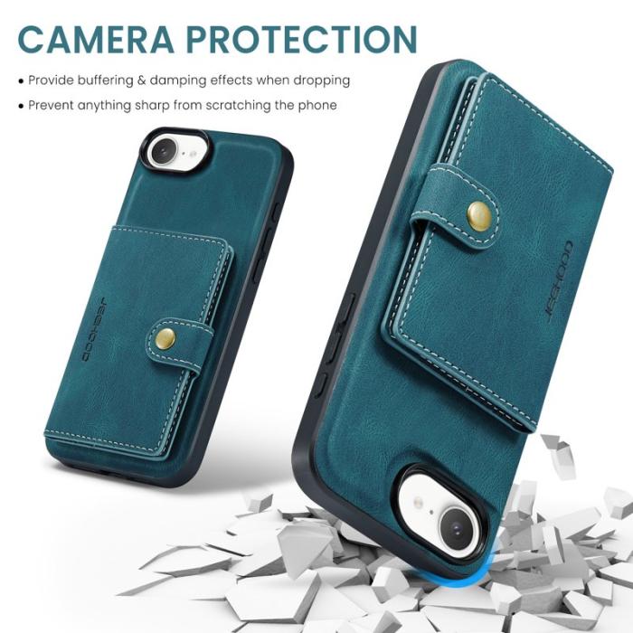 JEEHOOD - JEEHOOD J01 Fodral för iPhone 16e Retro Läder Blå