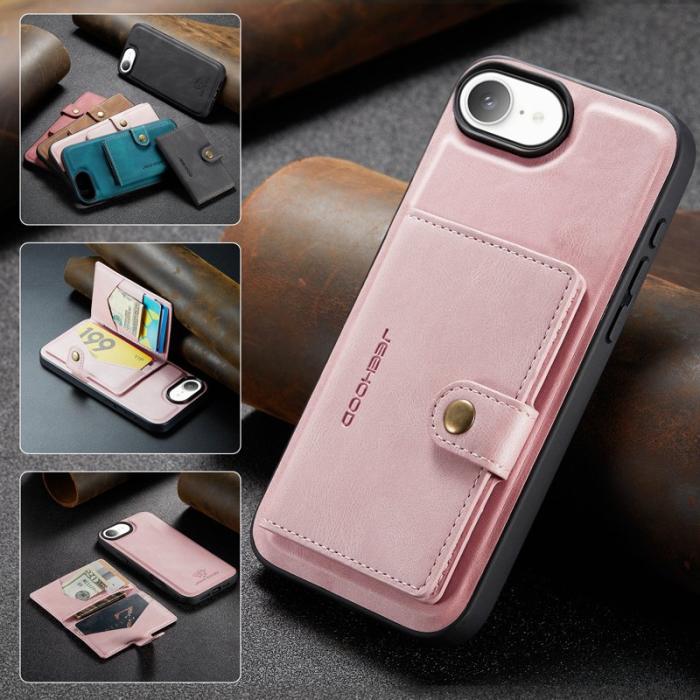 JEEHOOD - JEEHOOD J01 Fodral för iPhone 16e Retro Läder Rosa