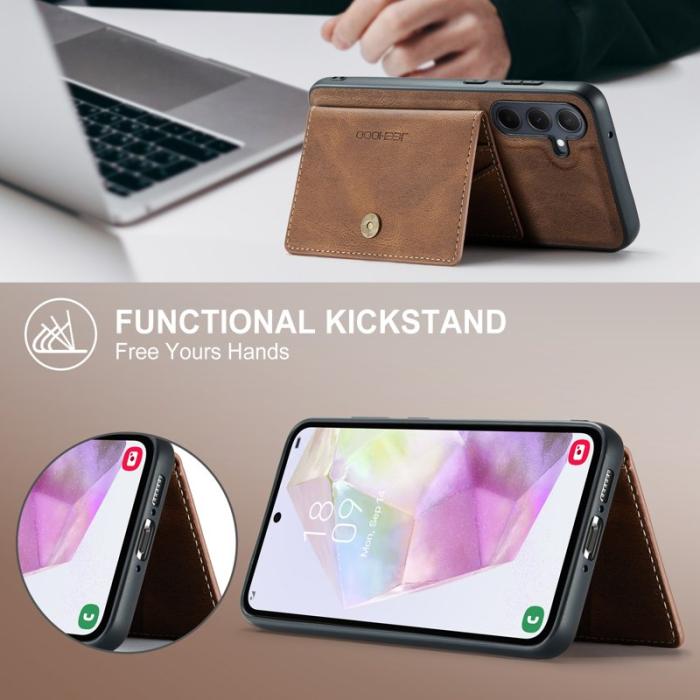 JEEHOOD - JEEHOOD J01 Fodral för Samsung Galaxy A35 5G Retro Läder Brun