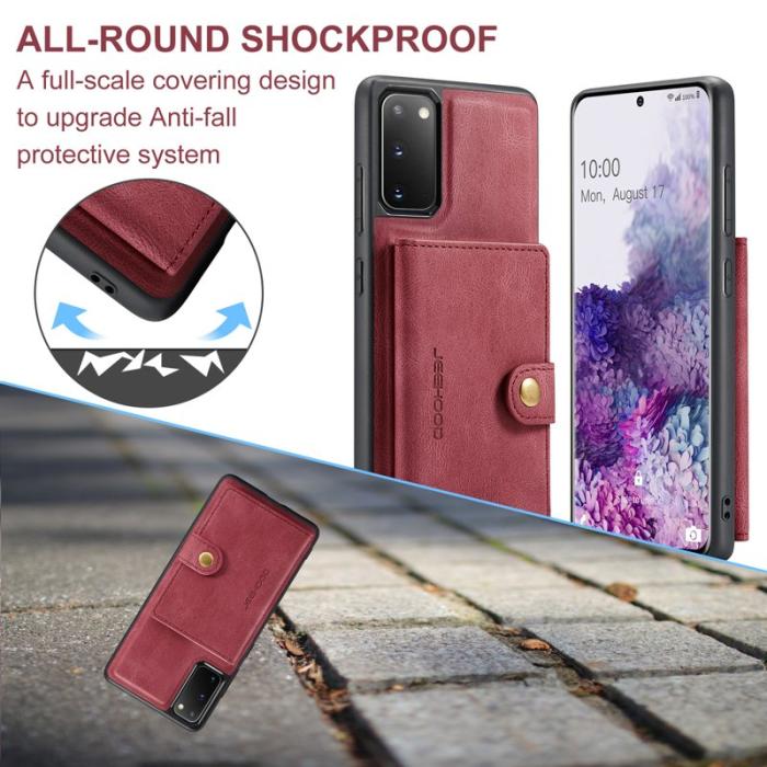 JEEHOOD - JEEHOOD J01 Fodral för Samsung Galaxy S20 5G Retro Läder Röd